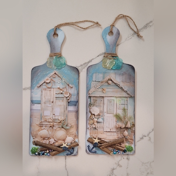 Beautiful Beach Getaway Wooden Charcuterie Boards. Set of 2. - Picture 1 of 16